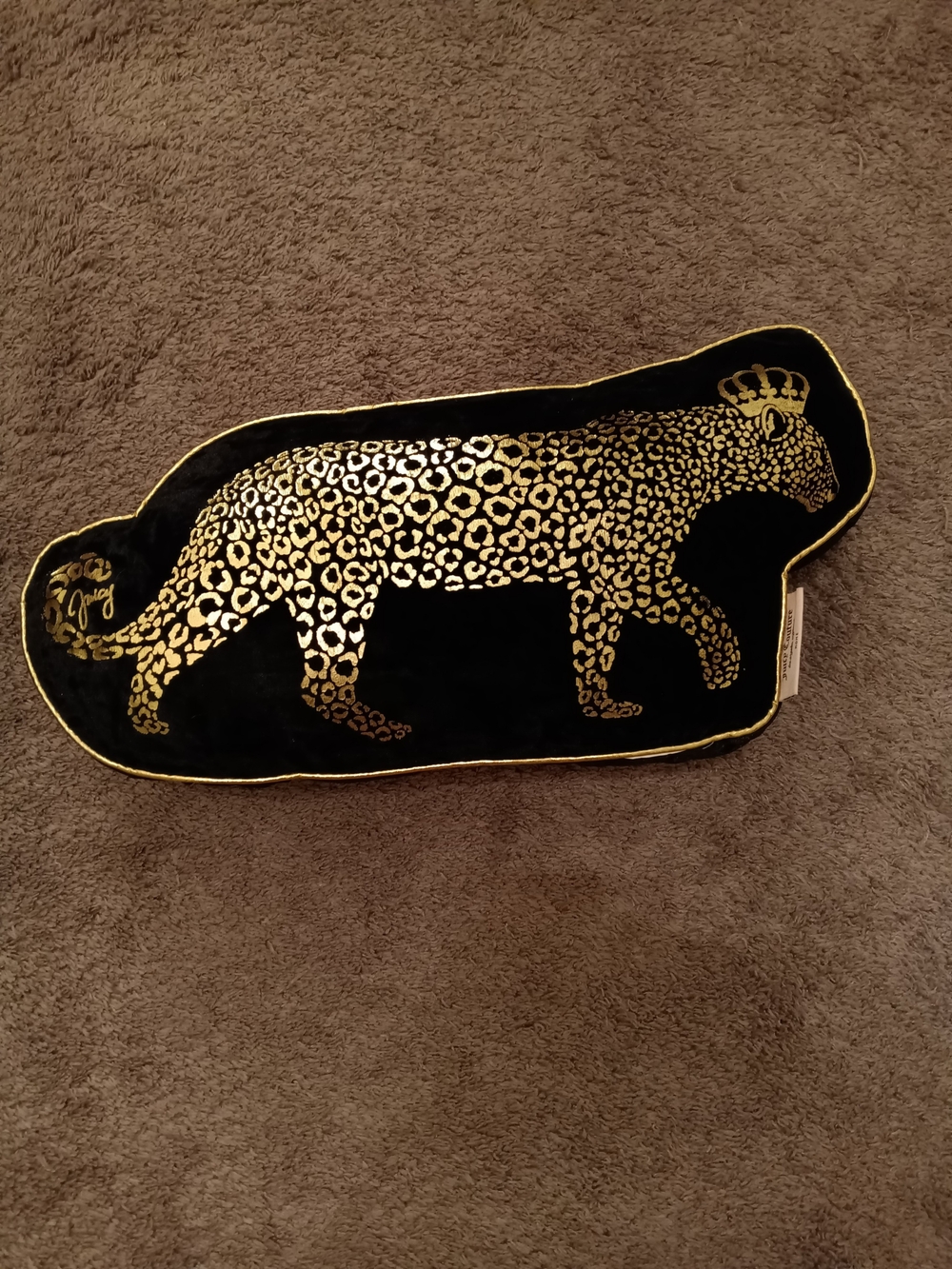Juicy Couture Home Black Velvet Leopard Poodle Pillow 🐆✨ Y2K
